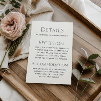 Cartão De Informações Detalhes de Casamento Elegantes Minimalistas em Ci
