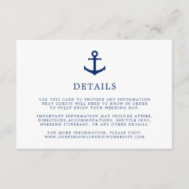 Cartão De Informações Detalhes de casamento elegantes náuticos em azul m