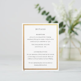 Cartão De Informações Detalhes de Casamento Elegantes Simples Preto e Br
