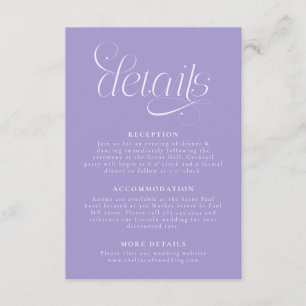 Cartão De Informações Detalhes de Casamento Elegantes Violeta