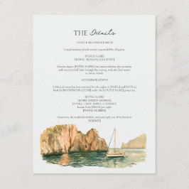 Cartão De Informações Detalhes de Casamento em Aquarela da Enseada do Ba