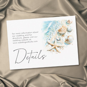 Cartão De Informações Detalhes de Casamento em Aquarela Moderna de Praia