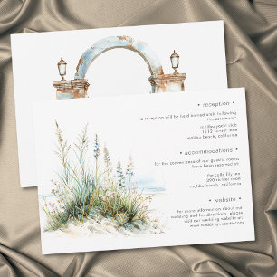 Cartão De Informações Detalhes de Casamento em Aquarela Moderna de Praia
