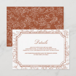 Cartão De Informações Detalhes de Casamento em Arte de Linha de Terracot