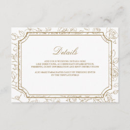 Cartão De Informações Detalhes de Casamento em Arte de Linha Floral Dour