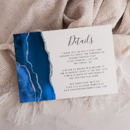 Cartão De Informações Detalhes de Casamento em Azul Real Moderno com Ága