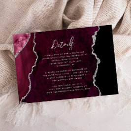 Cartão De Informações Detalhes de Casamento em Burgundy com Letra de Ága