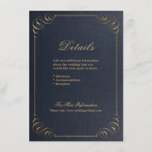 Cartão De Informações Detalhes de casamento em caligrafia elegante doura