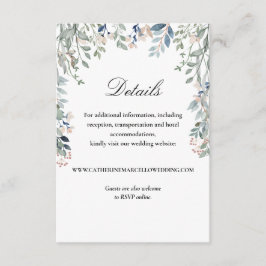 Cartão De Informações Detalhes de Casamento em Cascata Floral com Letra 