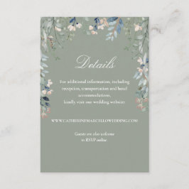 Cartão De Informações Detalhes de Casamento em Cascata Floral Verde Salv