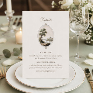 Cartão De Informações Detalhes de Casamento em Chateau Francês Elegante