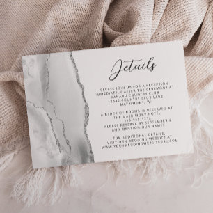 Cartão De Informações Detalhes de Casamento em Cinza Prata Moderno Scrip