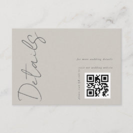 Cartão De Informações Detalhes de casamento em código QR cinza claro mod