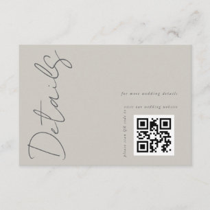 Cartão De Informações Detalhes de casamento em código QR cinza claro mod