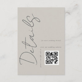 Cartão De Informações Detalhes de casamento em código QR moderno cinza T