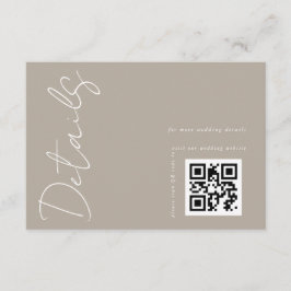 Cartão De Informações Detalhes de casamento em código QR neutro moderno
