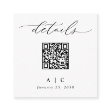 Detalhes de Casamento em Código QR Simples e Elega