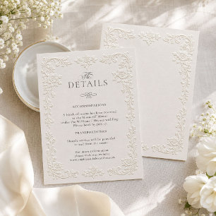 Cartão De Informações Detalhes de Casamento em Estilo de Relíquia Gravad