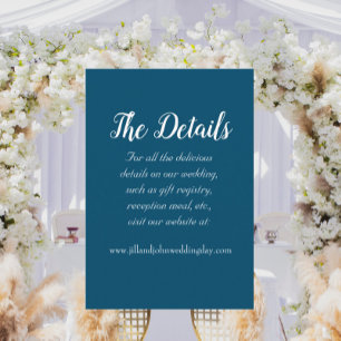 Cartão De Informações Detalhes de Casamento em Estilo Simples Azul Turqu
