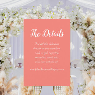 Cartão De Informações Detalhes de Casamento em Estilo Simples Coral