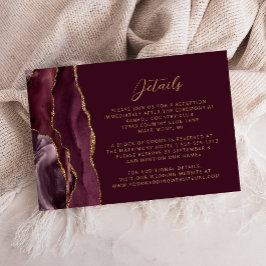 Cartão De Informações Detalhes de Casamento em Grafite Dourado com Ágata