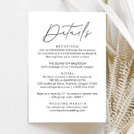 Cartão De Informações Detalhes de Casamento em Letra de Forma Preta Mode