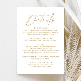 Cartão De Informações Detalhes de Casamento em Letra Dourada Moderna