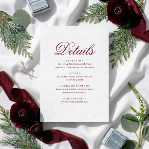 Cartão De Informações Detalhes de Casamento em Letra Moderna e Elegante