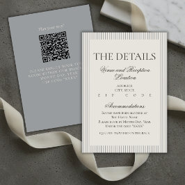 Cartão De Informações Detalhes de Casamento em Listra Neutra com Letra O