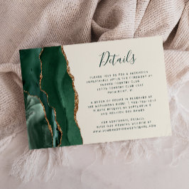 Cartão De Informações Detalhes de Casamento em Marfim com Ágata Verde Es
