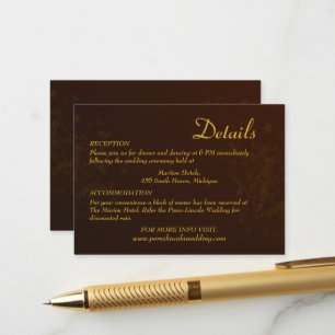 Cartão De Informações Detalhes de casamento em marrom chocolate escuro r
