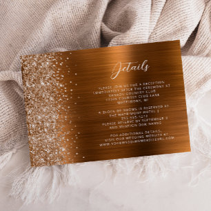 Cartão De Informações Detalhes de Casamento em Metal Escovado de Cobre