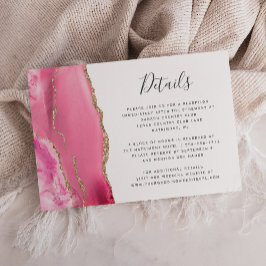 Cartão De Informações Detalhes de Casamento em Ouro Rosa Ágata Moderna