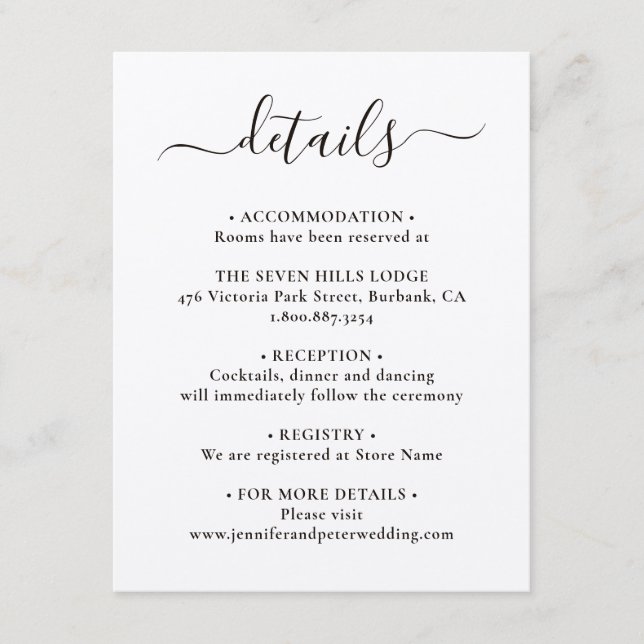 Cartão De Informações Detalhes de Casamento em Papel Kraft Elegante (Frente)