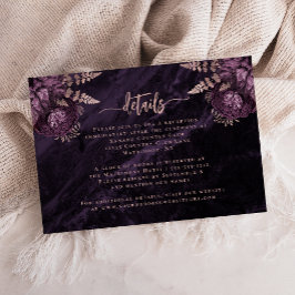 Cartão De Informações Detalhes de Casamento em Rosa Dourado e Floral Rox
