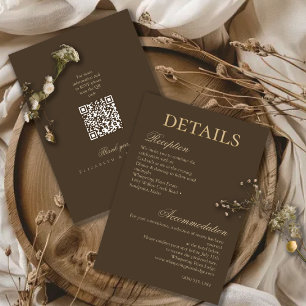 Cartão De Informações Detalhes de Casamento em Rótulo Minimalista Moody