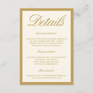 Cartão De Informações Detalhes de Casamento em Sala de Baile Vintage Mar