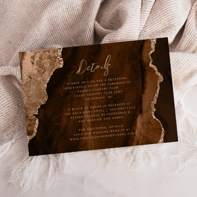 Cartão De Informações Detalhes de Casamento em Script Ágata Dourada Marr (Criador carregado)