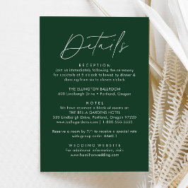 Cartão De Informações Detalhes de Casamento em Script Moderno Verde