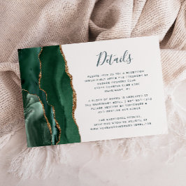 Cartão De Informações Detalhes de Casamento em Script Verde Ágata Dourad