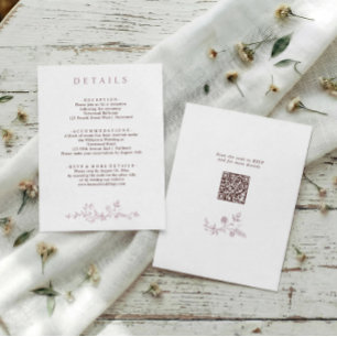 Cartão De Informações Detalhes de Casamento em Tons de Malva Floral Fran