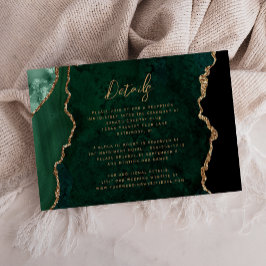 Cartão De Informações Detalhes de Casamento em Verde Esmeralda com Ágata