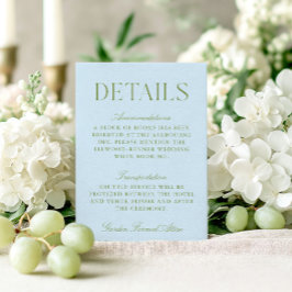 Cartão De Informações Detalhes de Casamento em Verde Sage e Azul