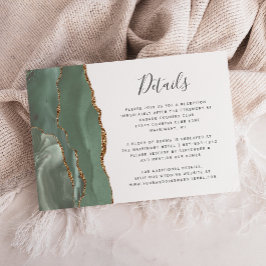 Cartão De Informações Detalhes de Casamento em Verde Sálvia com Ágata Do