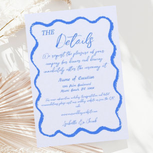 Cartão De Informações Detalhes de Casamento Escritos Retro Onda Squiggle
