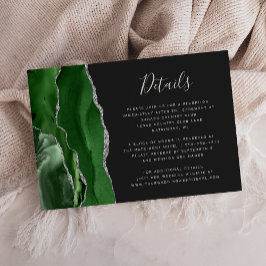 Cartão De Informações Detalhes de Casamento Escuro Hunter Verde Prata Ág