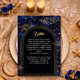 Cartão De Informações Detalhes de Casamento Estrelas Celestiais Azul Ele