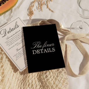 Cartão De Informações Detalhes de Casamento Fancy Black Cream Old Money