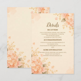 Cartão De Informações Detalhes de Casamento Florais de Hortênsia em Pêss