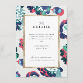 Cartão De Informações Detalhes de casamento floral abstrato clássico mod